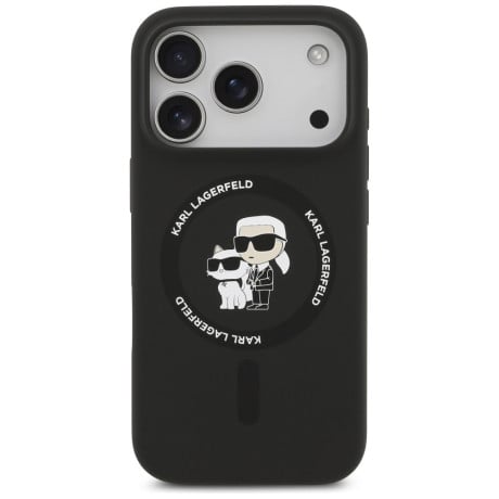 Оригінальний силіконовий чохол Karl Lagerfeld Silicone Karl&amp;Choupette Ring із MagSafe на iPhone 17 Pro - Black