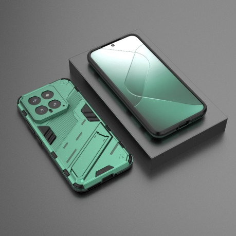 Противоударный чехол Punk Armor для Xiaomi 14 - зеленый