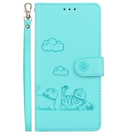 Чехол-книжка Cute Cats RFID Leather для Xiaomi 14T Pro - зеленый