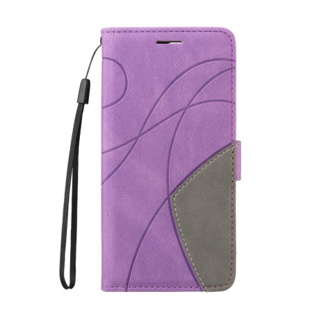 Чохол-книжка Dual-color Splicing Flip Leather для Xiaomi Redmi Note 14 5G/Poco M7 Pro 5G - фіолетовий
