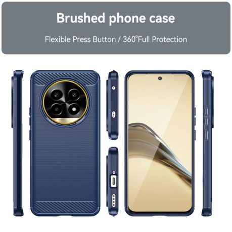 Протиударний чохол Brushed Texture Carbon Fiber на Realme 13 Pro+ 5G - синій