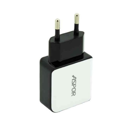 Сетевое Зарядное Устройство на 2 USB Порта Aspor 2.1A White