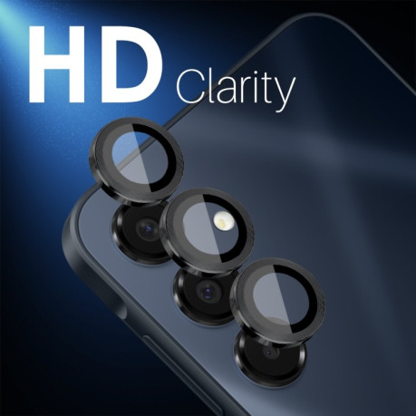 Защитное стекло NORTHJO Glitter Camera Lens Protector Tempered Glass Metal Ring на Samsung Galaxy A16 5G - черное