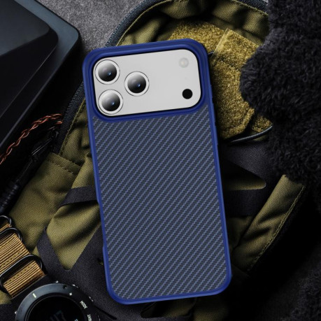 Ударозащитный чехол Carbon Fiber Texture Skin-feel Acrylic на iPhone 17 Pro Max - синий