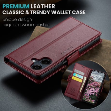 Чехол-книжка CaseMe 023 Butterfly Buckle Litchi Texture RFID Anti-theft Leather на Samsung Galaxy A07 / A06 - красный
