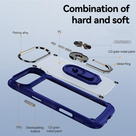 Противоударный чехол Acrylic Ring Holder на iPhone Air - синий
