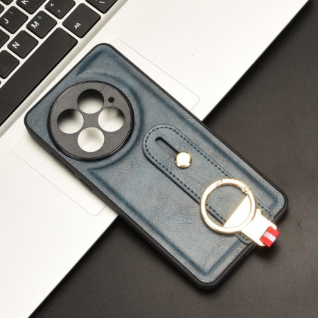 Противоударный чехол Wristband Leather Back для OnePlus 13 - синий