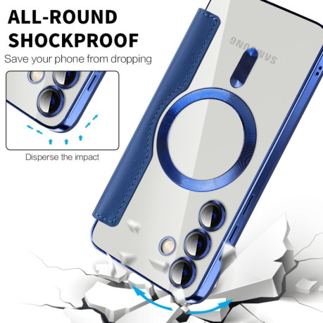 Чохол-книжка Shield MagSafe RFID Anti-theft Leather  для Samsung Galaxy S25+ 5G - синій
