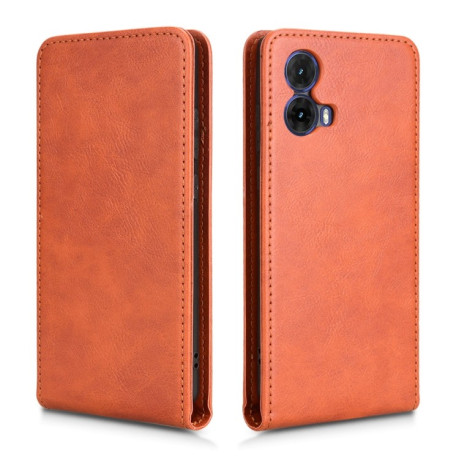 Флип-чехол Vertical Flip Leather Phone Case with Card Slot для Motorola Moto G85 5G / S50 Neo 5G - коричневый