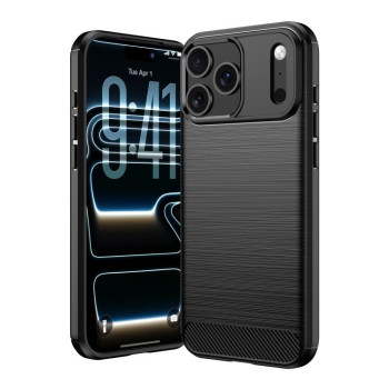 Ударостійкий чохол Brushed Texture Carbon Fiber на iPhone 18 Pro Max — чорний