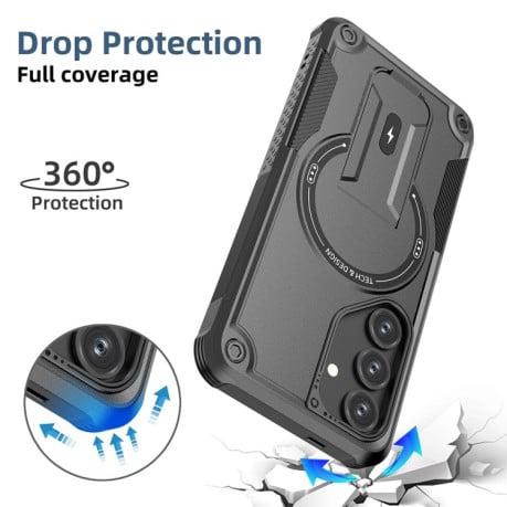 Противоударный чехол MagSafe Holder Armor PC Hybrid для Samsung Galaxy S24+ 5G / S25+ 5G - черный