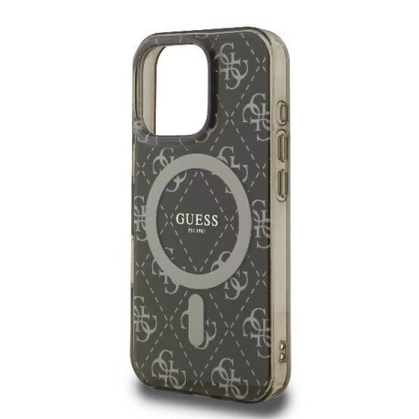 Оригинальный чехол Guess IML 4G Background MagSafe для iPhone 16 Pro - Brown