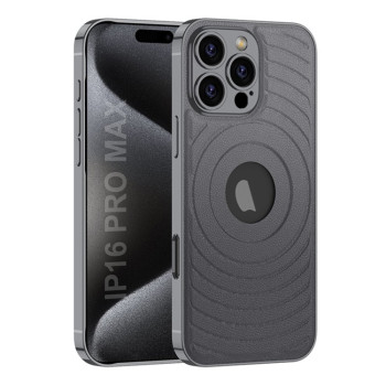 Противоударный чехол GKK Plating Leather Wave MagSafe для iPhone 16 Pro Max - серый