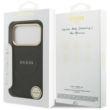 Оригинальный чехол Guess Peony Hot Stamp с MagSafe на iPhone 17 Pro - Black