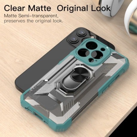 Противоударный чехол Clear Matte with Holder для iPhone 13 Pro - зеленый