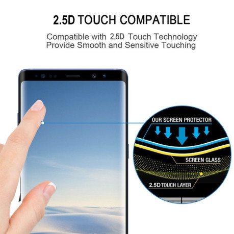 3D защитное стекло клейкое всей поверхностью 0.3mm 9H на Samsung Galaxy Note8- черное