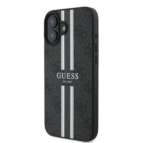 Оригинальный чехол Guess 4G Printed Stripes MagSafe для iPhone 16 Plus - black