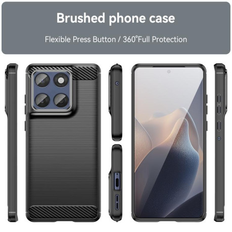 Противоударный чехол Brushed Texture Carbon Fiber на Motorola Edge 60 - черный
