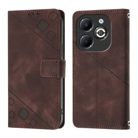 Чехол-книжка Skin-feel Embossed для Infinix Smart 8 Plus / Smart 8 Pro - коричневый