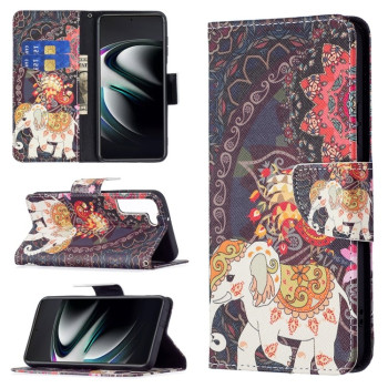 Чохол-книжка Colored Drawing Pattern для Samsung Galaxy S22 Plus 5G - Umbrella Elephant