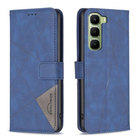 Чохол-книжка з фактурою Rhombus та магнітним хлястиком на Infinix Hot 60 Pro+ 4G - синій