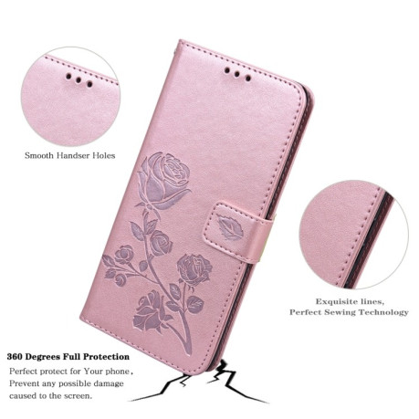 Чехол-книжка Rose Embossed для Xiaomi Poco X4 Pro 5G - розовое золото