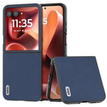 Протиударний чохол ABEEL Genuine Leather Litchi Texture на Motorola Razr 70 Ultra — синій