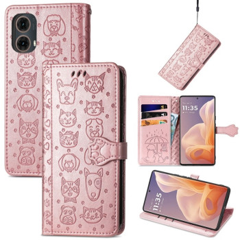 Чехол-книжка Cat and Dog для Motorola Moto G85 - розовое золото