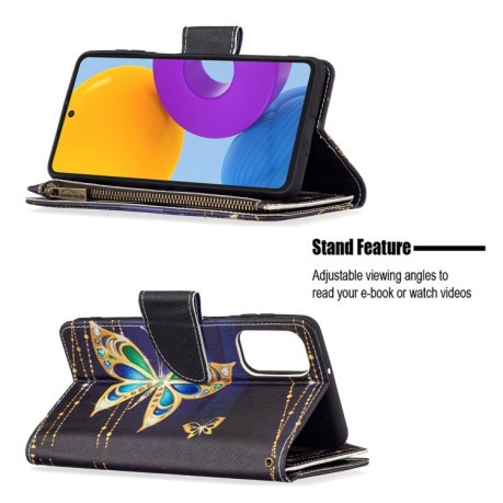 Чехол-кошелек Colored Drawing Pattern Zipper для Samsung Galaxy M52 5G - Big Butterfly