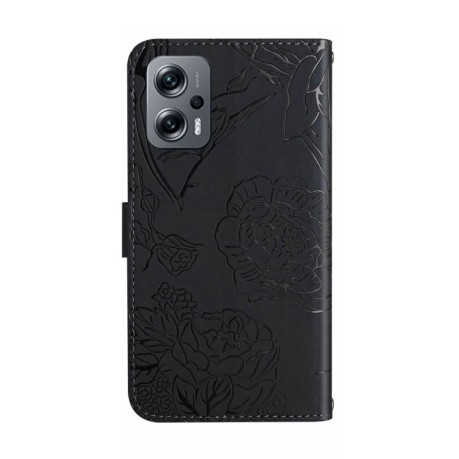 Чехол-книжка Skin Feel Butterfly Embossed для Xiaomi Poco X4 GT - черный