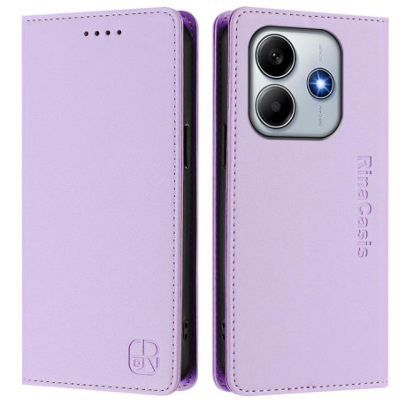 Чехол-книжка RC01 Dual-Folded Magnetic Suction RFID Leather на Xiaomi Poco M7 Pro 5G - фиолетовый