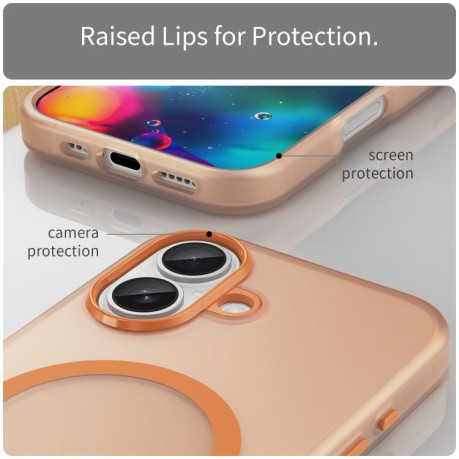 Противоударный чехол MagSafe Frosted Translucent TPU + PC для iPhone 17 - оранжевый
