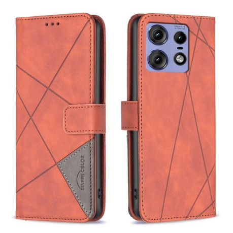 Чохол-книжка Rhombus Texture для Motorola Edge 50 Pro 5G - коричневий