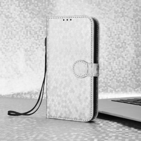 Чехол-книжка Honeycomb Dot для OnePlus 12 - серебристый