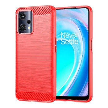 Протиударний чохол Brushed Texture Carbon Fiber на Realme 9 Pro/OnePlus Nord CE 2 Lite 5G - червоний