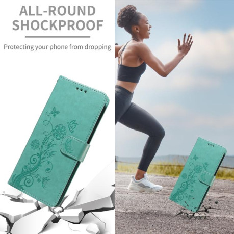 Чохол-книжка Embossed Butterfly Flowers для Xiaomi Redmi Note 14 4G 164.48mm - зелений