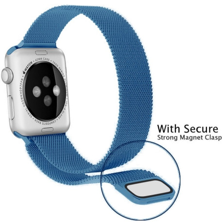 Браслет з нержавіючої сталі Milanese Loop Magnetic для Apple Watch Series 7 45mm / 44mm / 42mm/49mm - синій