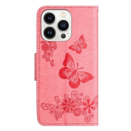 Чохол-книжка Embossed Butterfly для iPhone 16 Pro Max - рожевий