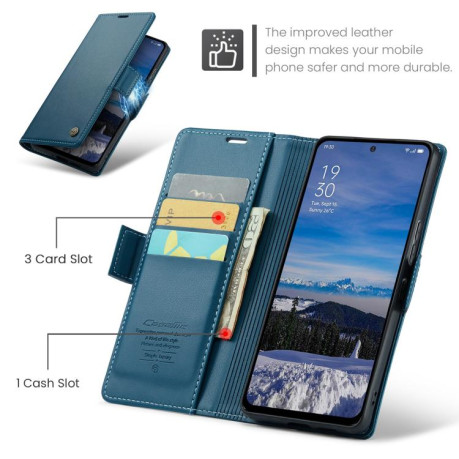 Чехол-книжка CaseMe 023 Butterfly Buckle Litchi Texture RFID Anti-theft Leather для OPPO Reno13 - синий