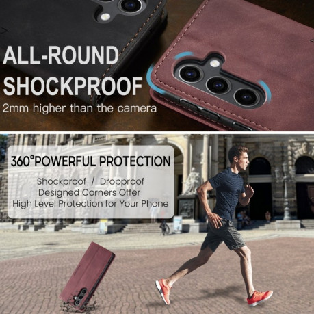 Чехол-книжка CaseMe-013 Multifunctional на Samsung Galaxy S24 FE 5G - красный