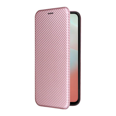 Чехол-книжка Carbon Fiber Texture на Samsung Galaxy M16 5G / F16 5G - розовый