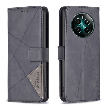 Чехол-книжка Rhombus Texture для Realme 12 Pro / 12 Pro+ - черный