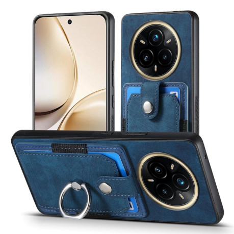Чехол-книжка Retro Skin-feel Ring Card Wallet для Realme 13 Pro - синий