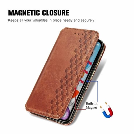 Чохол-книжка Cubic Grid для Samsung Galaxy M15 - коричневий