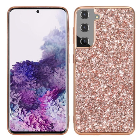 Ударозащитный чехол Glittery Powder на Samsung Galaxy S22 Plus 5G - розовое золото