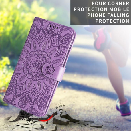 Чехол-книжка Embossed Sunflower для Xiaomi Redmi Note 14 4G 164.84mm - фиолетовый