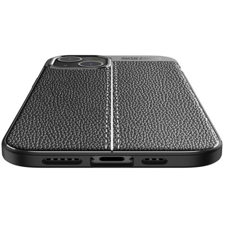 Противоударный чехол Litchi Texture на iPhone 14 Plus - черный