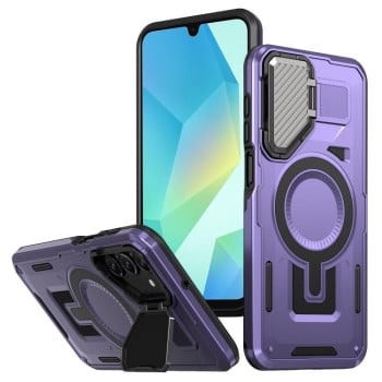 Противоударный чехол Shield Frame Holder MagSafe для Samsung Galaxy A16 5G - фиолетовый