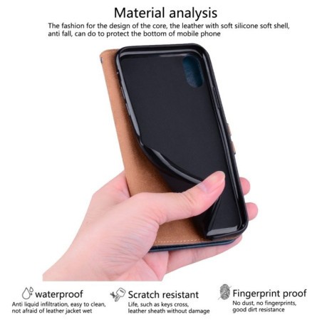 Кожаный чехол-книжка Business Style Oil Wax Texture на iPhone XS Max- красный