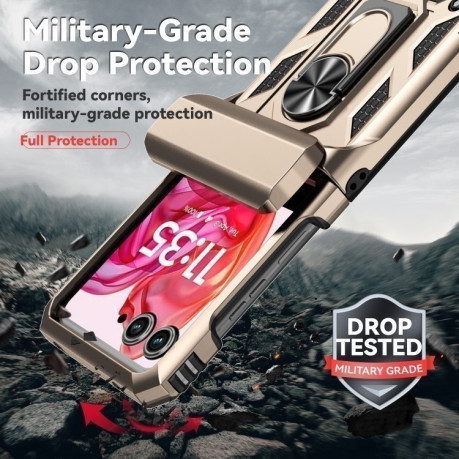 Противоударный чехол Sliding Camshield для Motorola razr 50 - золотой